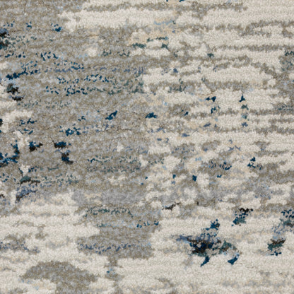 3' X 5' Blue and Beige Abstract Power Loom Area Rug