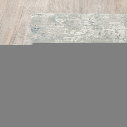 9' X 12' Blue and Beige Abstract Power Loom Area Rug
