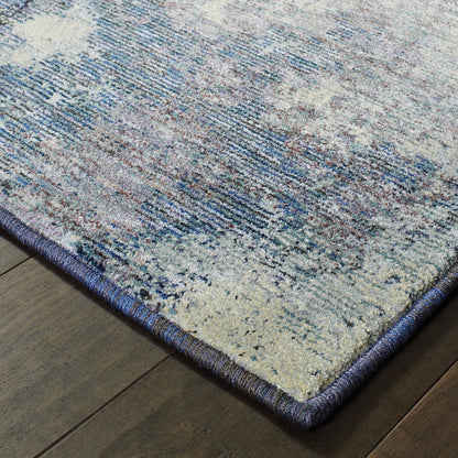 2' X 3' Blue and Ivory Abstract Power Loom Area Rug