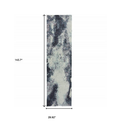 12' Ivory Abstract Runner Rug