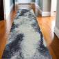 12' Runner Navy and Ivory Abstract Power Loom Runner Rug