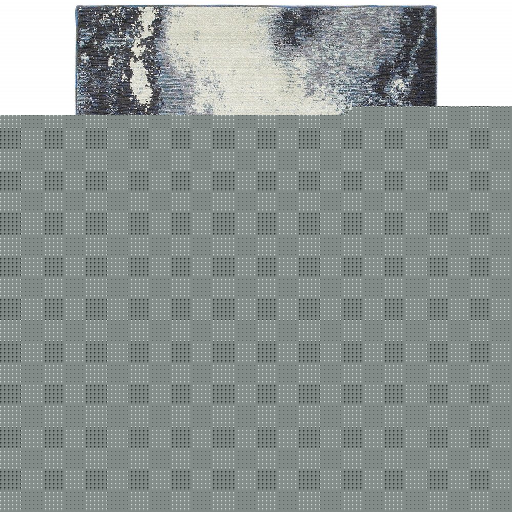 3' X 5' Blue and Ivory Abstract Power Loom Area Rug
