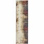 12' Blue And Ivory Abstract Runner Rug