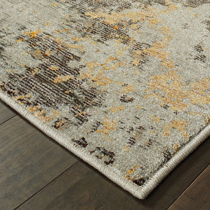 8' Gray And Ivory Abstract Runner Rug