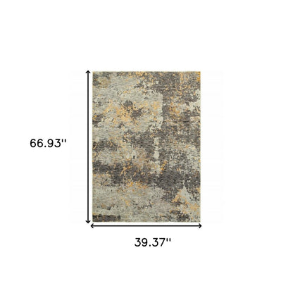 3' X 5' Gray and Ivory Abstract Power Loom Area Rug