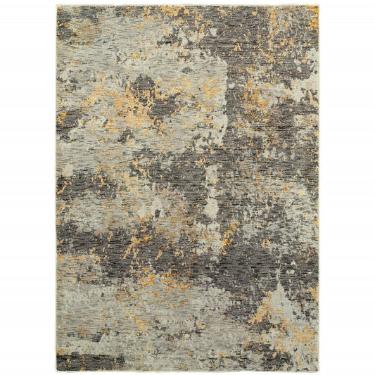 7' X 10' Gray and Ivory Abstract Power Loom Area Rug