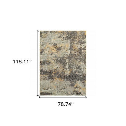 7' X 10' Gray and Ivory Abstract Power Loom Area Rug