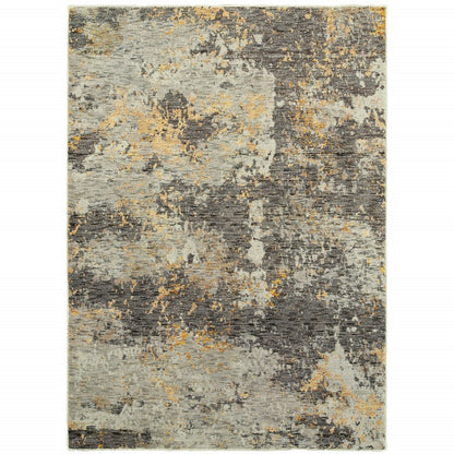 8' X 11' Gray and Ivory Abstract Power Loom Area Rug