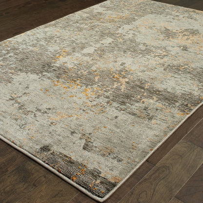 8' X 11' Gray and Ivory Abstract Power Loom Area Rug