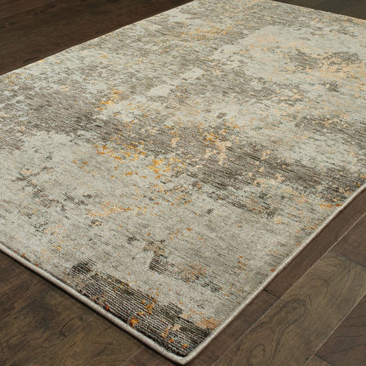 8' X 11' Gray and Ivory Abstract Power Loom Area Rug