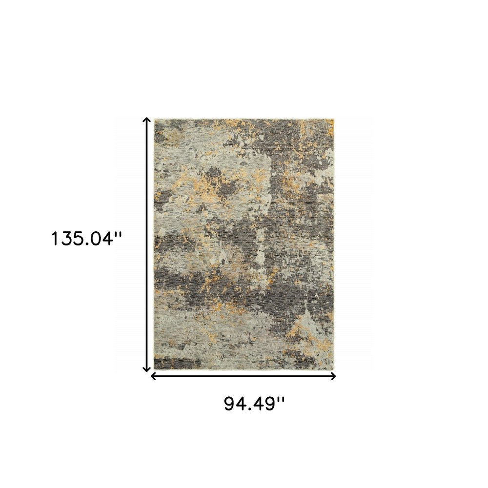 8' X 11' Gray and Ivory Abstract Power Loom Area Rug
