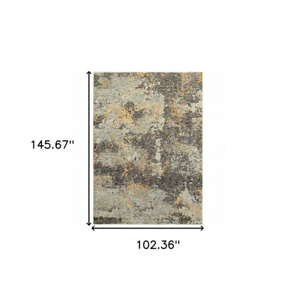9' X 12' Gray and Ivory Abstract Power Loom Area Rug