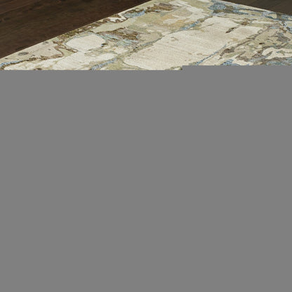 3' X 5' Blue and Gray Abstract Power Loom Area Rug