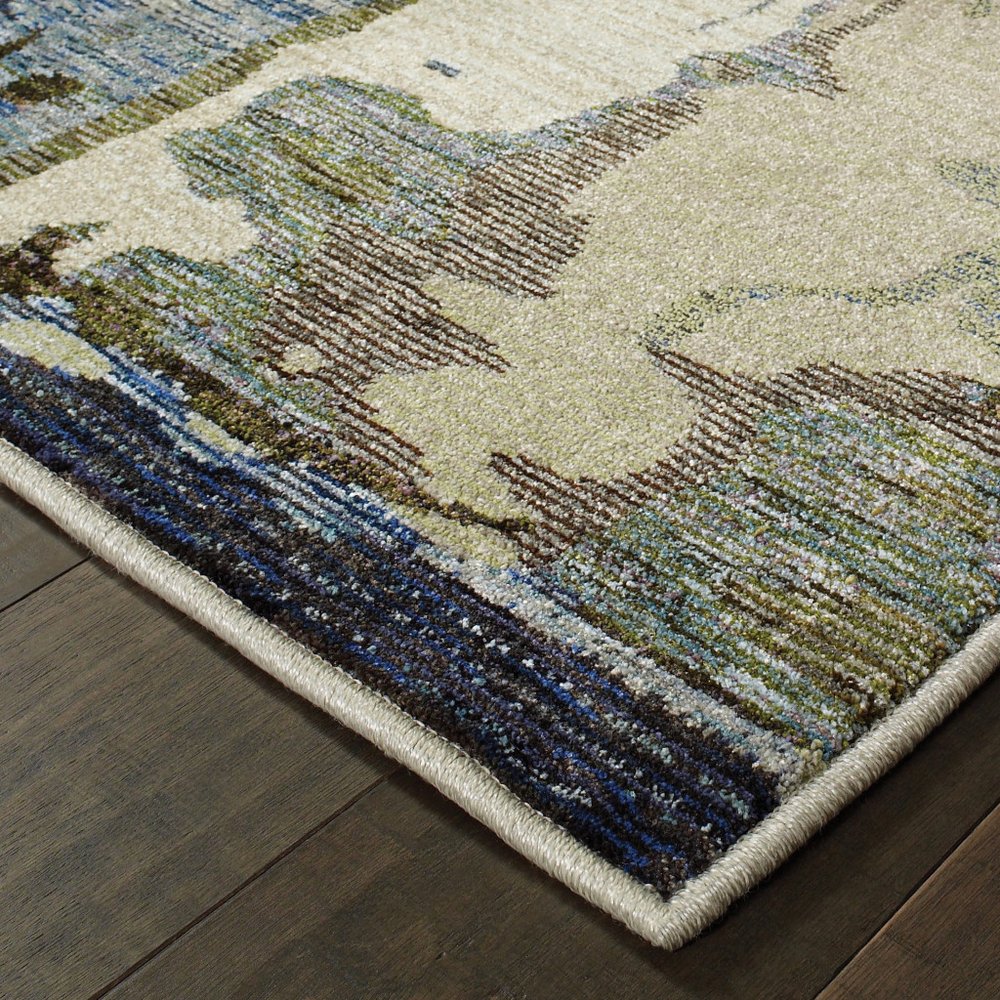 8' X 11' Blue and Gray Abstract Power Loom Area Rug