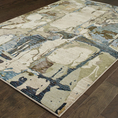 8' X 11' Blue and Gray Abstract Power Loom Area Rug