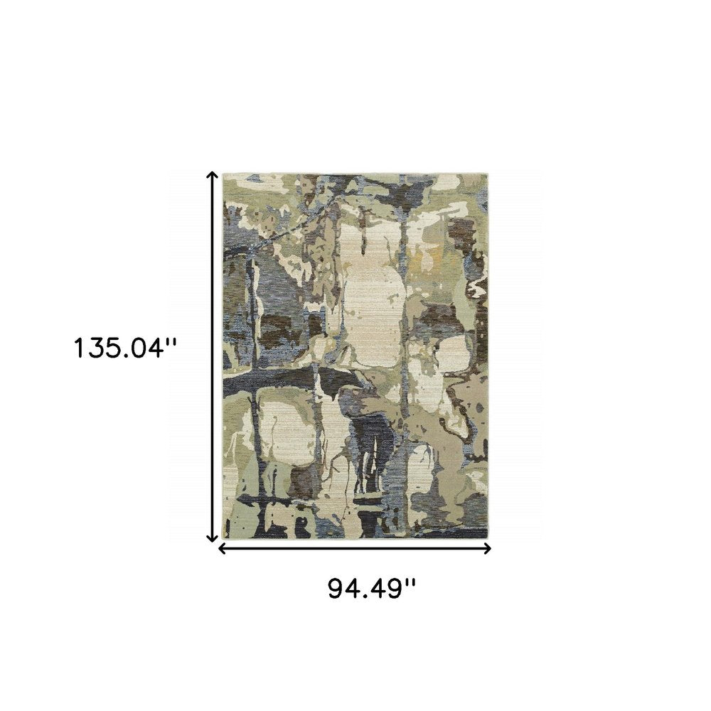 8' X 11' Blue and Gray Abstract Power Loom Area Rug