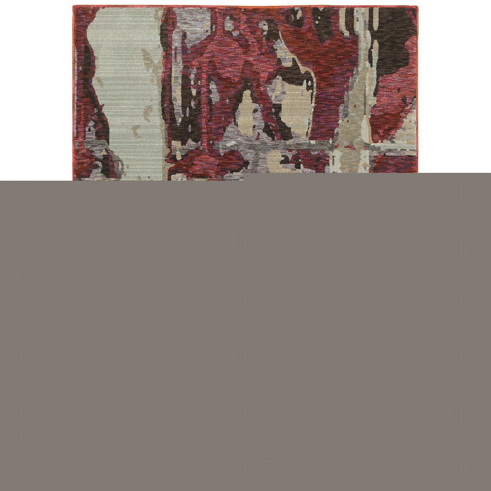 9' X 12' Red and Beige Abstract Power Loom Area Rug