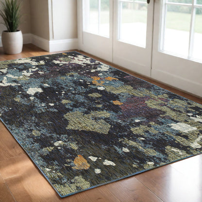 2' X 3' Blue and Green Abstract Power Loom Area Rug