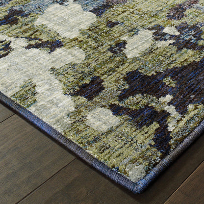 7' X 10' Blue and Green Abstract Power Loom Area Rug