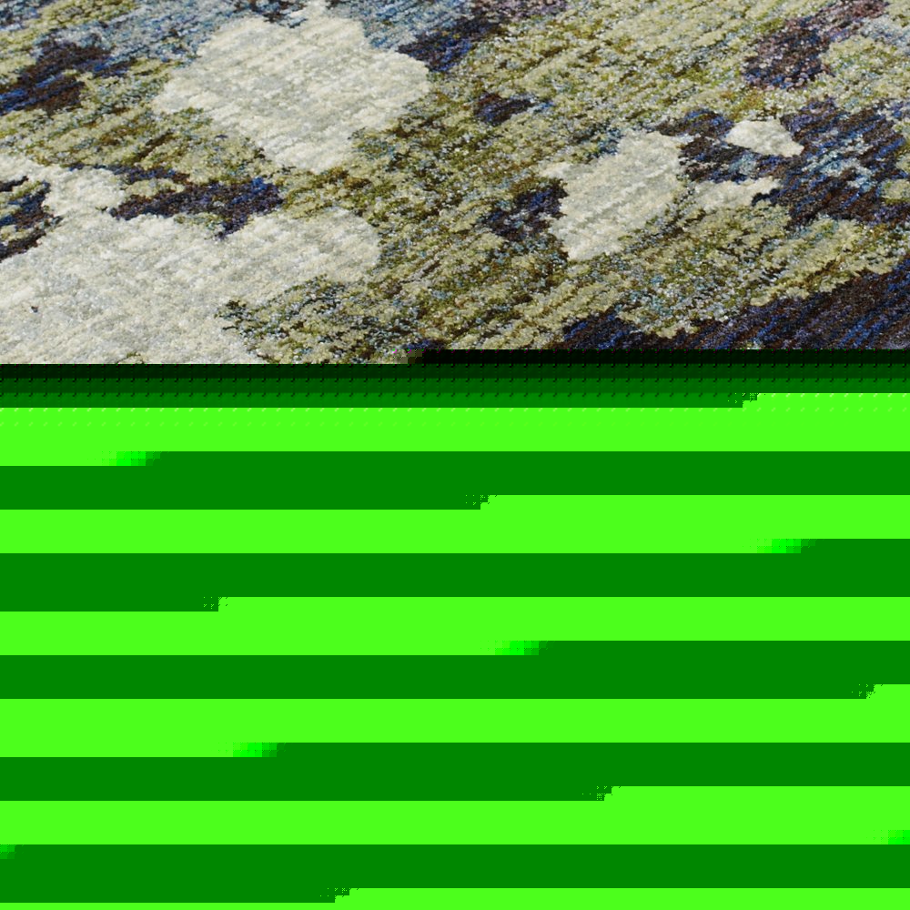 7' X 10' Blue and Green Abstract Power Loom Area Rug