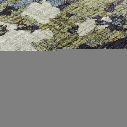 7' X 10' Blue and Green Abstract Power Loom Area Rug