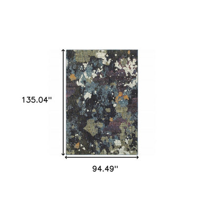 8' X 11' Blue and Green Abstract Power Loom Area Rug