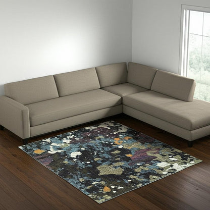 8' X 11' Blue and Green Abstract Power Loom Area Rug