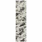 8' Charcoal And White Abstract Runner Rug