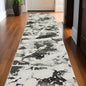 12' Runner Charcoal and White Abstract Power Loom Runner Rug