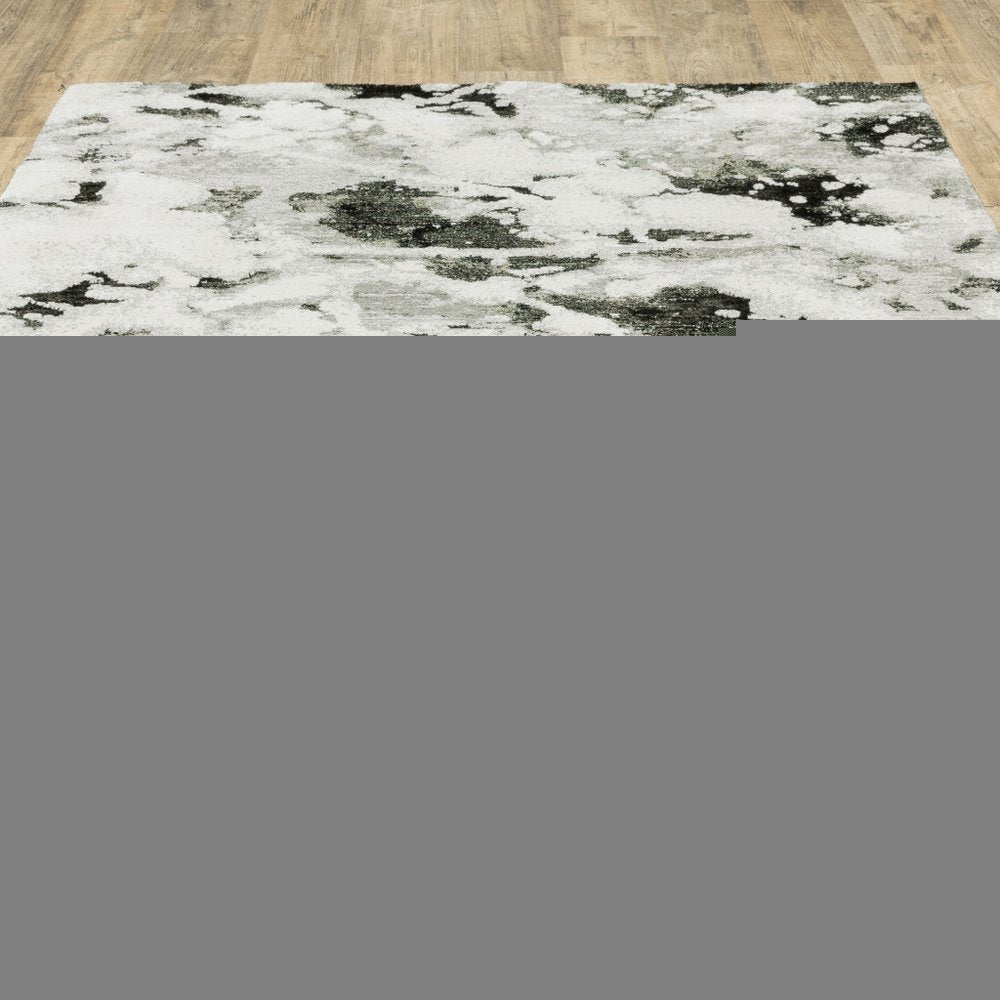 5' X 7' Gray and White Abstract Power Loom Area Rug