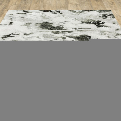 5' X 7' Gray and White Abstract Power Loom Area Rug