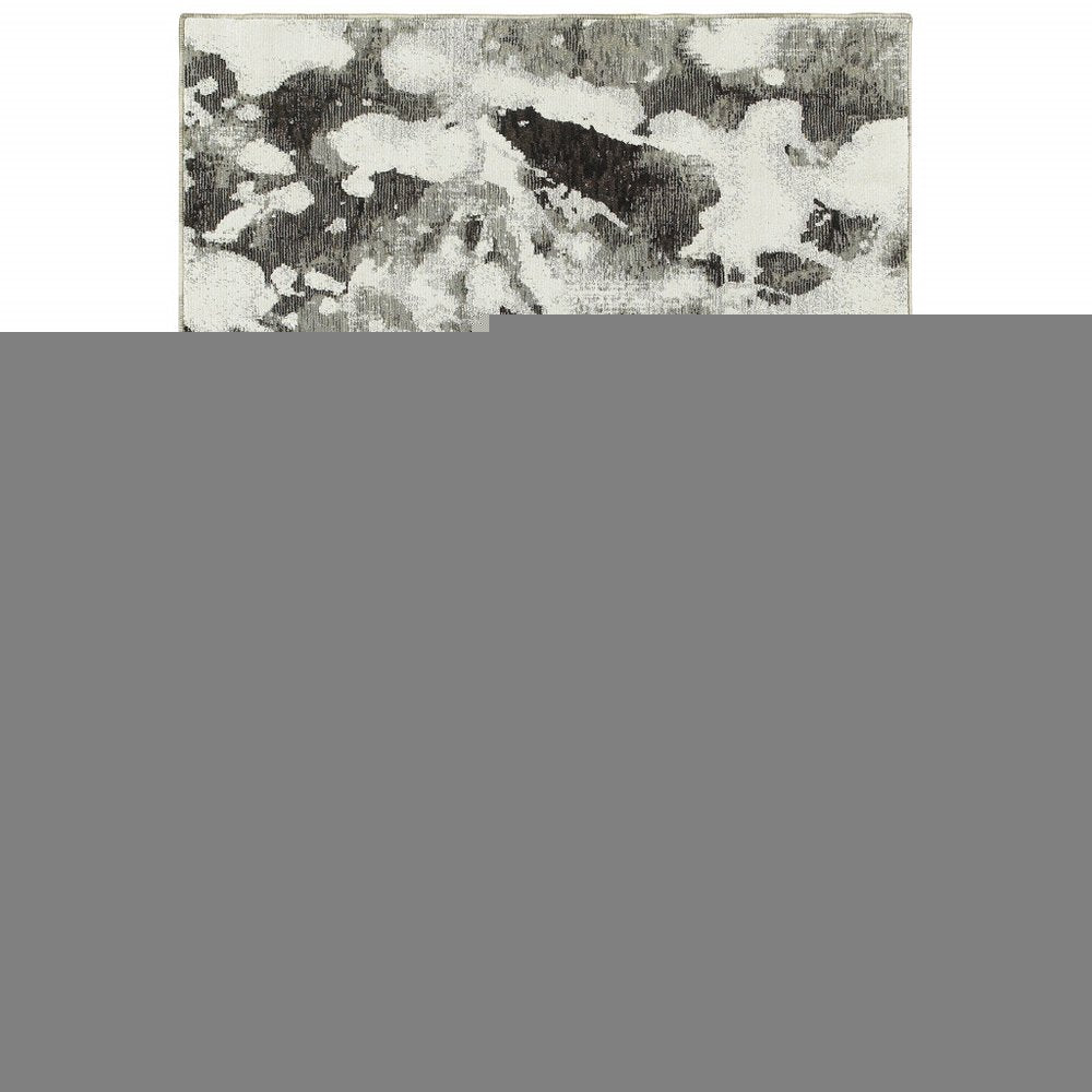 7' X 10' Gray and White Abstract Power Loom Area Rug