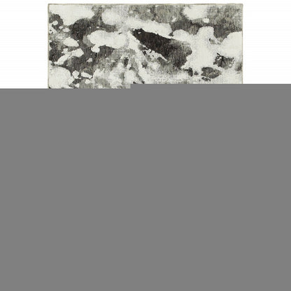 7' X 10' Gray and White Abstract Power Loom Area Rug