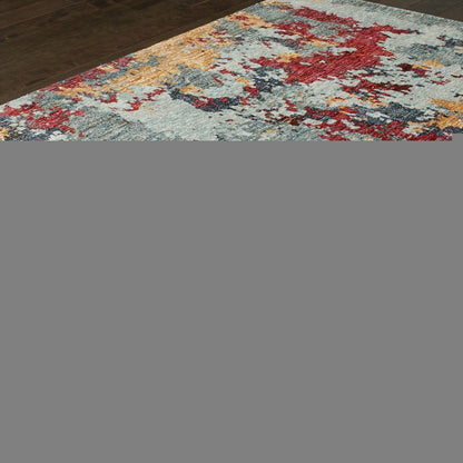 10' X 13' Blue Abstract Power Loom Area Rug
