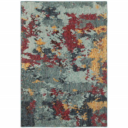 2' X 3' Blue Abstract Power Loom Area Rug