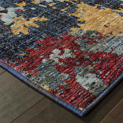 7' X 10' Blue Abstract Power Loom Area Rug