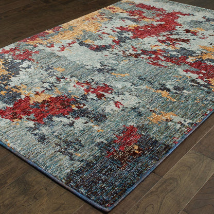8' X 11' Blue Abstract Power Loom Area Rug