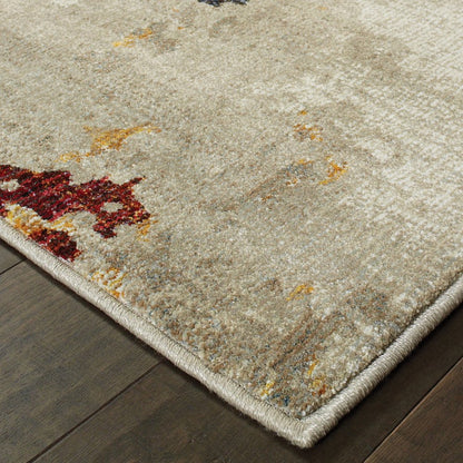 12' Beige And Blue Abstract Runner Rug