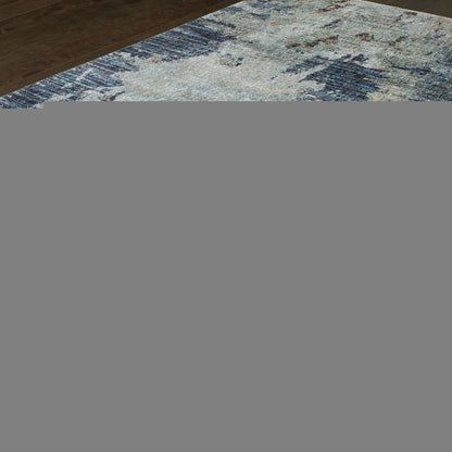 10' X 13' Navy Blue Abstract Power Loom Area Rug