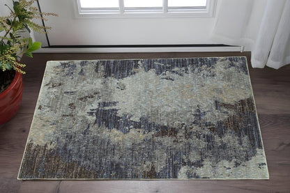 2' X 3' Navy Blue Abstract Power Loom Area Rug