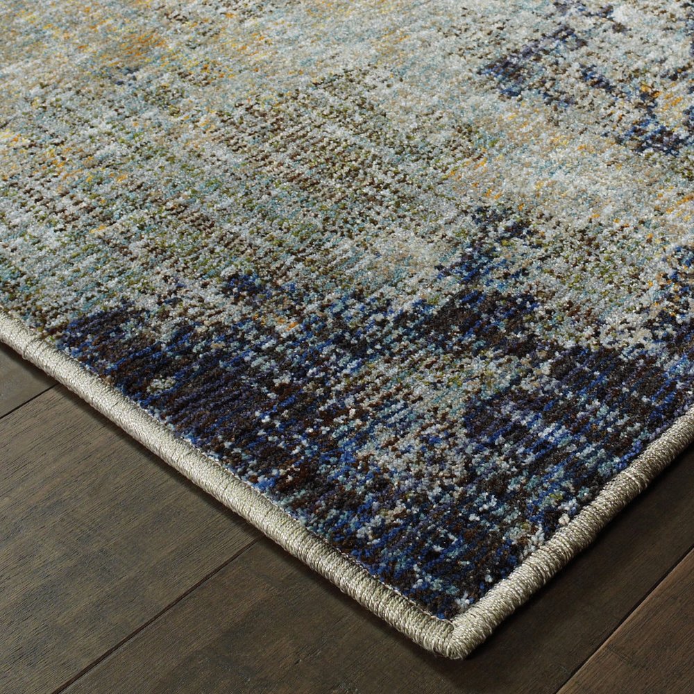 8' Navy Blue Abstract Runner Rug
