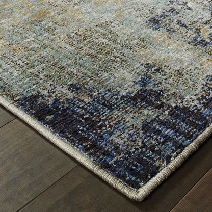 8' Navy Blue Abstract Runner Rug