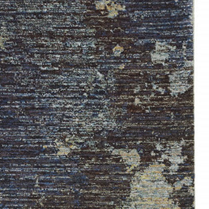 8' Runner Navy Blue Abstract Power Loom Runner Rug