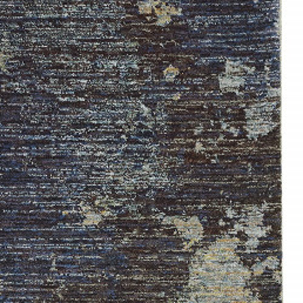 8' Navy Blue Abstract Runner Rug