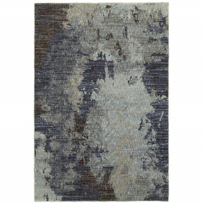 3' X 5' Navy Blue Abstract Power Loom Area Rug