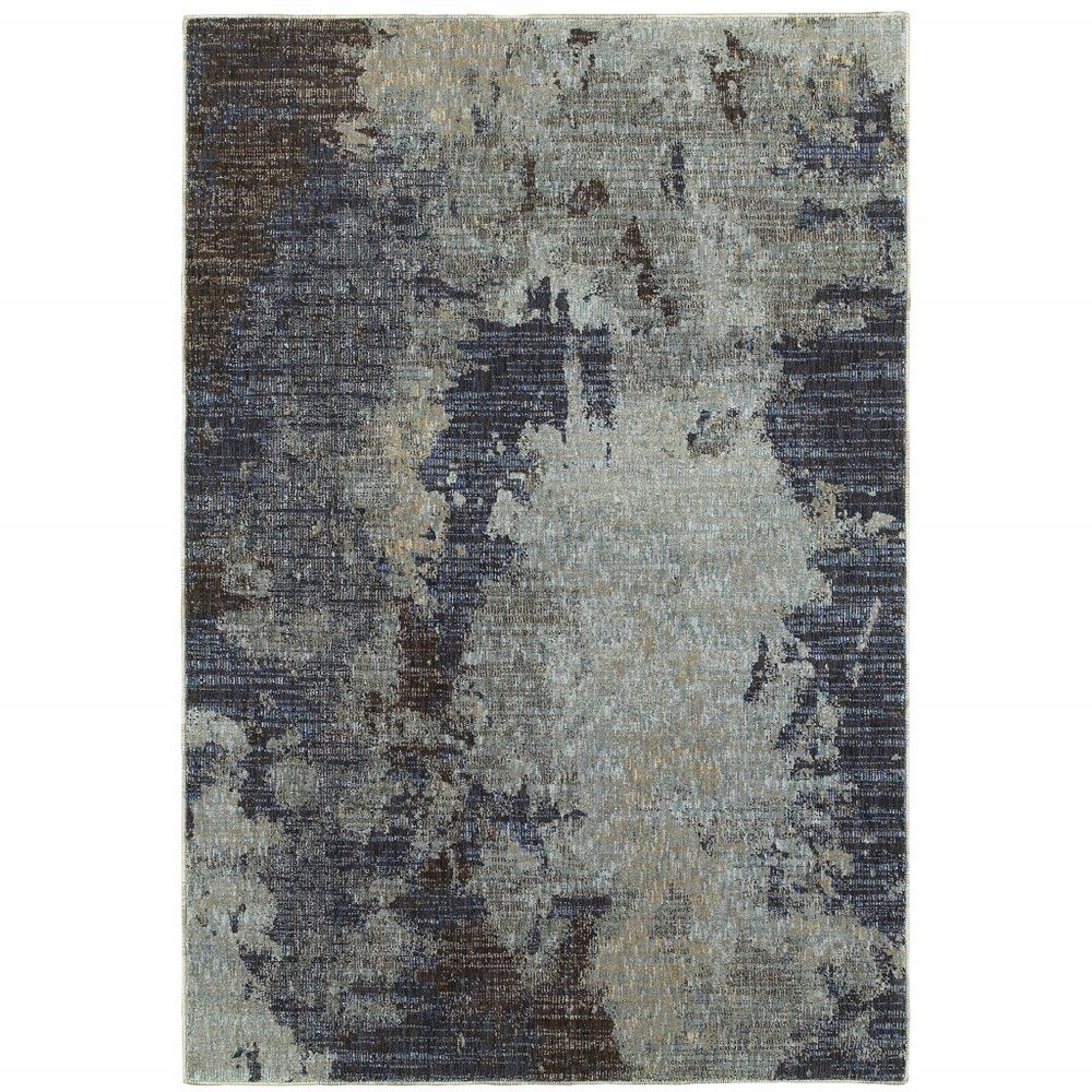 5' X 7' Navy Blue Abstract Power Loom Area Rug