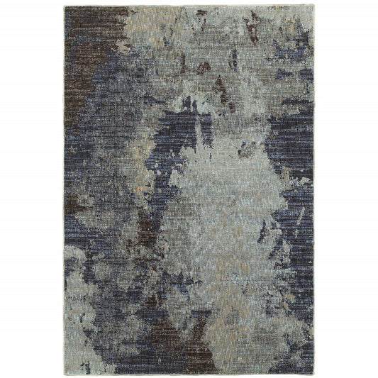 8' X 11' Navy Blue Abstract Power Loom Area Rug