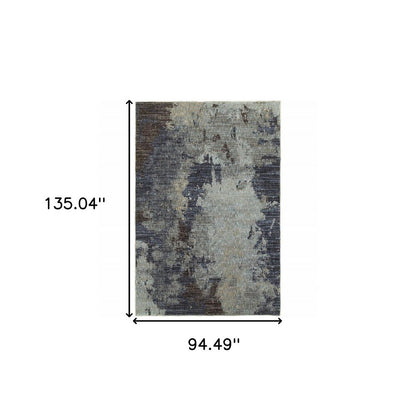 8' X 11' Navy Blue Abstract Power Loom Area Rug
