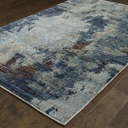 9' X 12' Navy Blue Abstract Power Loom Area Rug