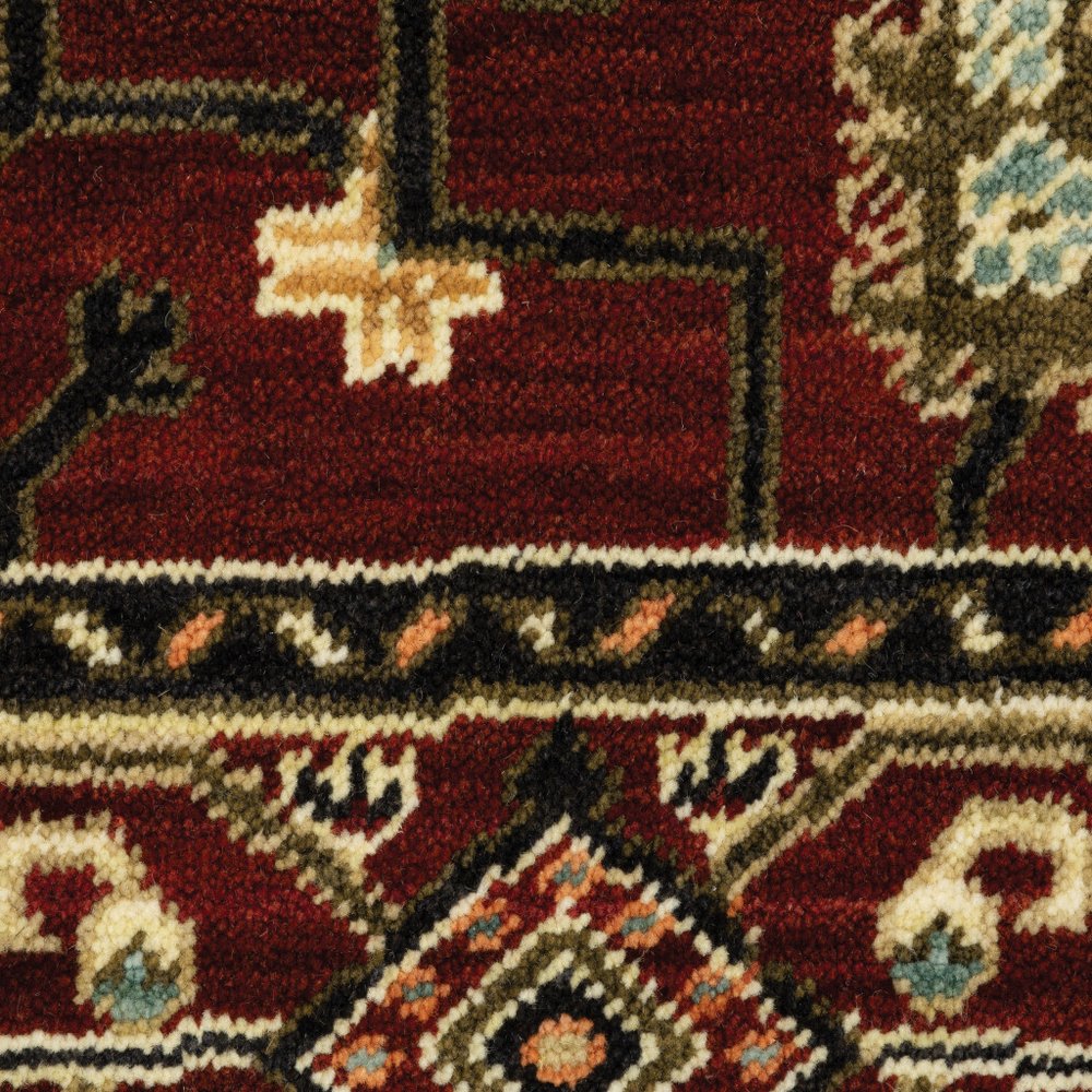 12' Red And Ivory Genuine Wool Oriental Runner Rug With Fringe